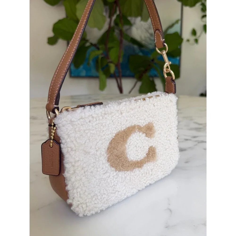COACH Nolita 19 In Shearling & Leather With Coach Motif Natural CE691 Mini Bag